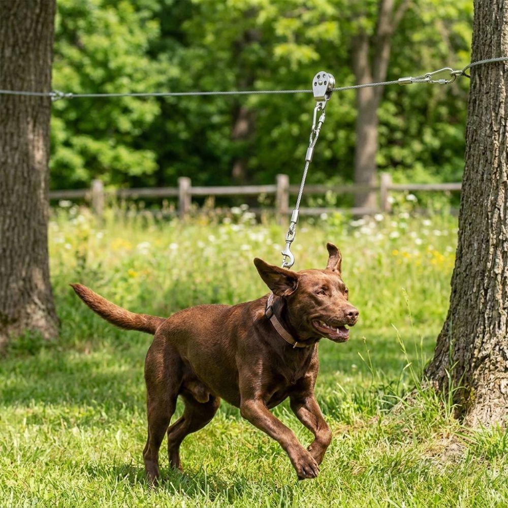Anti Rust Dog Runner for Yard Metal Buckle Trolley Dog Run Cable System Kit Park Camping