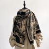 Brand Elegance Two-Sided Print Scarf Soft Warm Fringe Pashmina Shawl Autumn and Winter Outdoor Coldproof Windproof Blanket