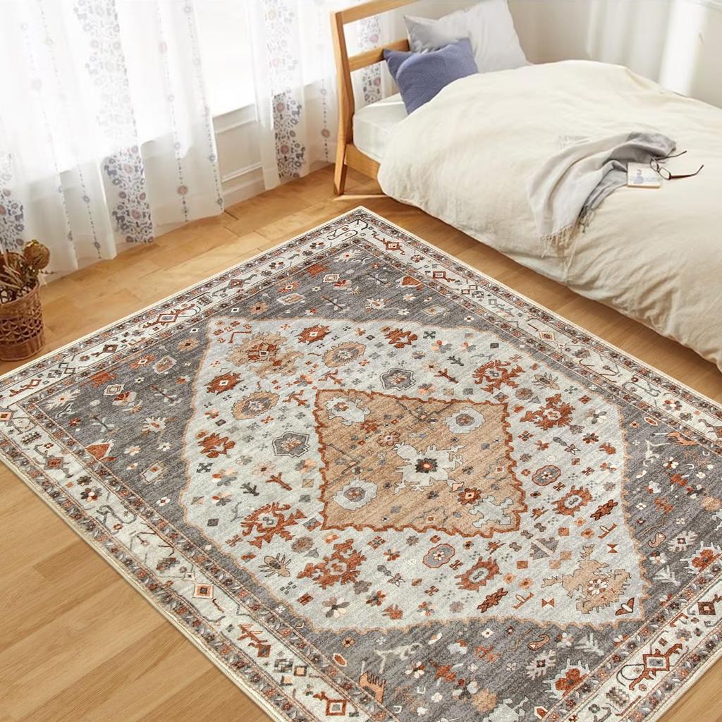 HAOCOO Washable Suitable for All Ethnic Style Fits Tatami Memory Odor Indoor Desk Dining Compatible with Heated Antique Ethnic Pattern Rug, Carpet,