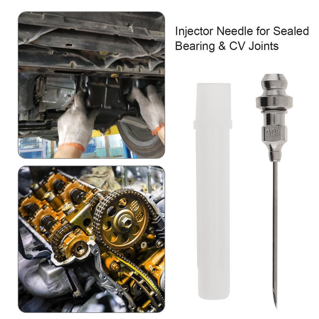304 Stainless Steel Portable Grease Injector Needle, 18g Refillable Grease Filling Needle for Precision Lubrication