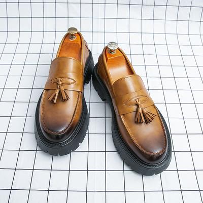 Classic Brand Men's Leather Casual Shoes Retro Brown High-end Business Formal Shoes Commuting Men's Driving Shoes Versatile
