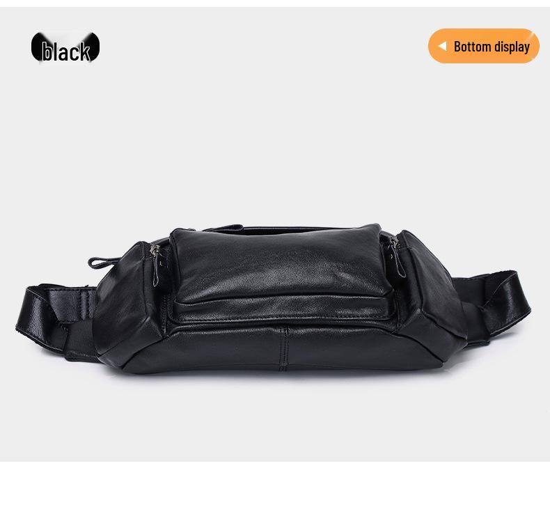 Bolsa Masculina Multicamadas de Couro Genuíno para Cintura, Peito, Ombro e Transversal para Ciclismo