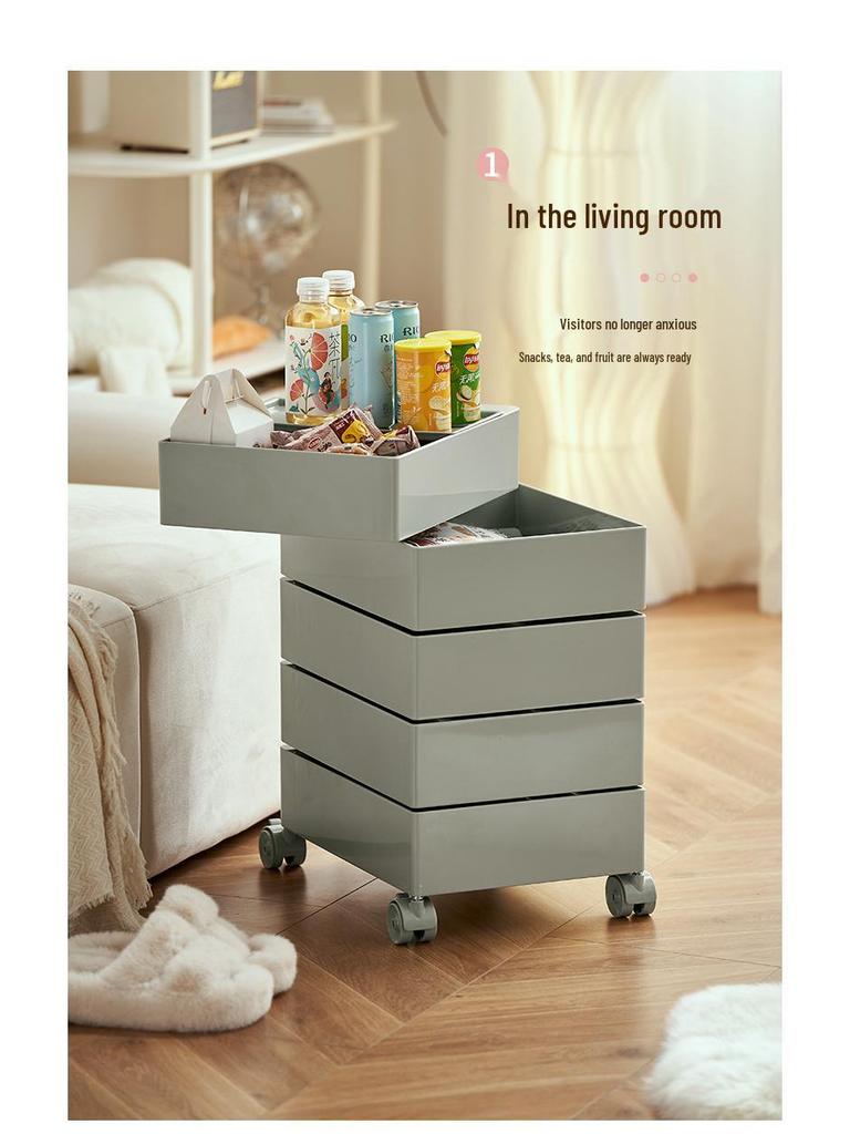 Nordischer rotierender Aufbewahrungsschrank: Verstellbarer Nachttisch & Kosmetik-Organizer