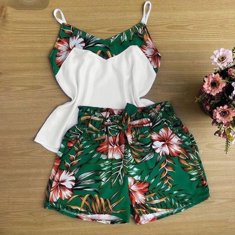 

ZANZEA Womens Casual Camisoles and Shorts Summer Two Piece Suit Sets 5XL