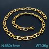 Trendy Stainless Steel Figaro Chain Bracelet & Necklace Set - Simple, Versatile Jewelry Accessory