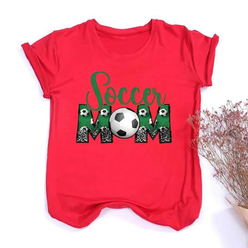 

Girls Tshirt Casual Round Neck Summer Clothing Soccer Print Women s Tee Shirt Short Sleeve Fashion Tops Tees Aesthetic Clothes XS красный