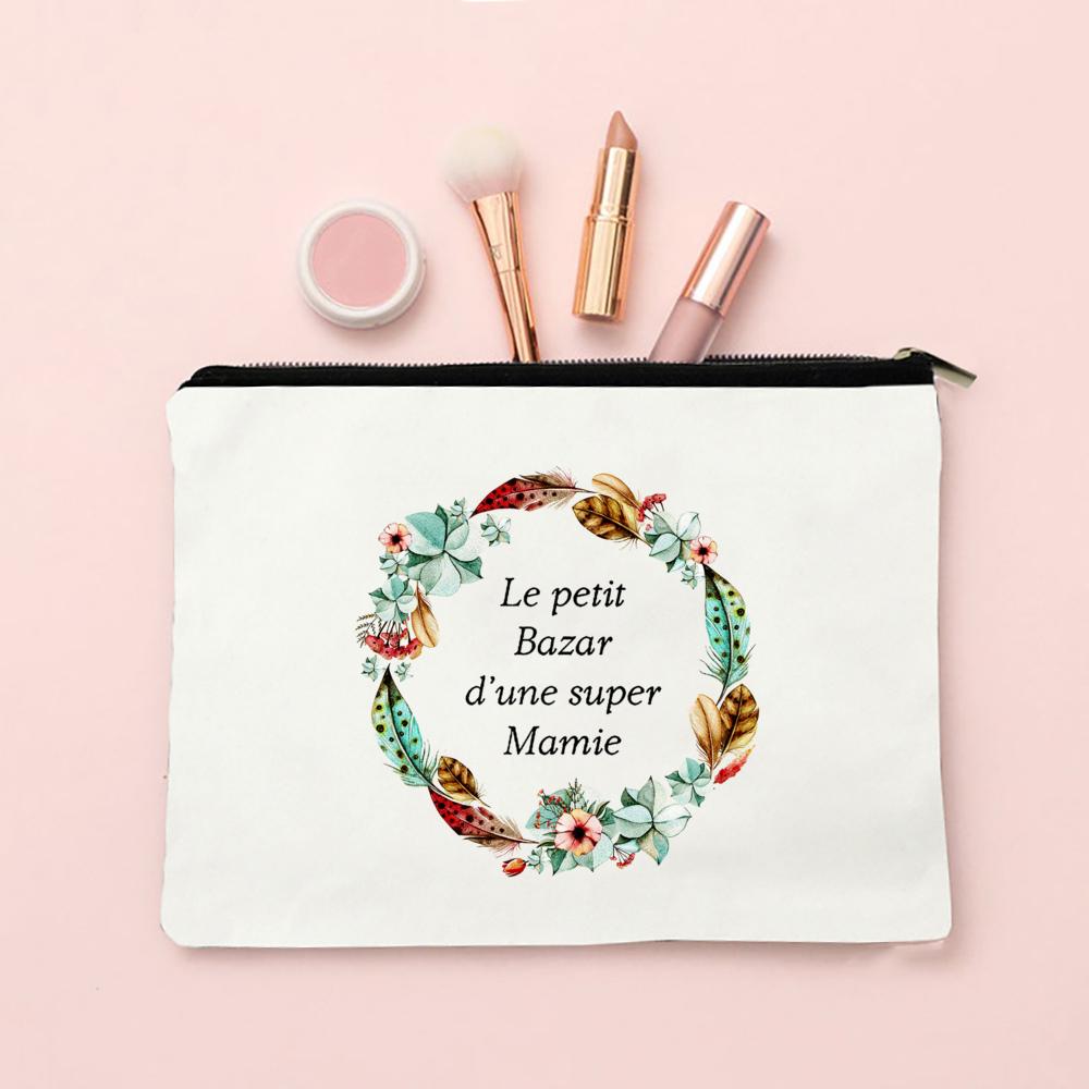 Super Mamie French Printed Makeup Bags Women Cosmetic Case Travel Toiletries Organizer Female Wash Storage Pouches Grandma Gifts