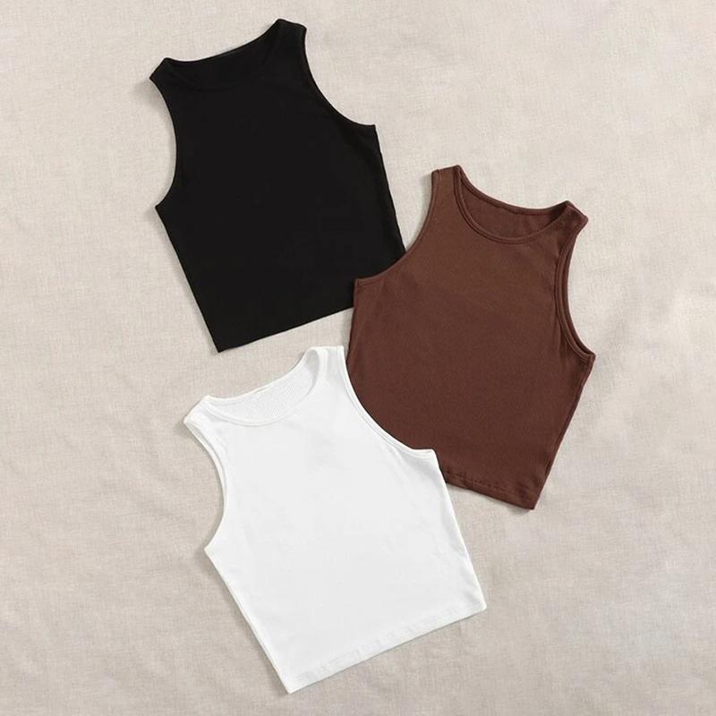 10 Colors Women Crop Top Seamless Casual Streetwear White Bra Rib Sleeveless Top Summer Tank Tight Knit Tee Female Tops