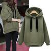 Women's 2024 Autumn/Winter Plus Velvet Loose Pullover Hooded Sweatshirt
