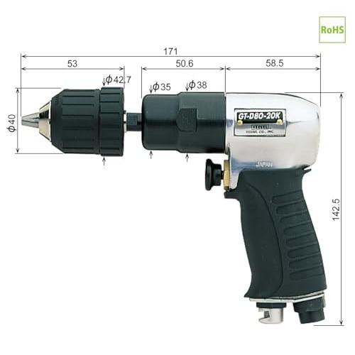VESSEL Air Drill Pistol Type GT-D80-20K