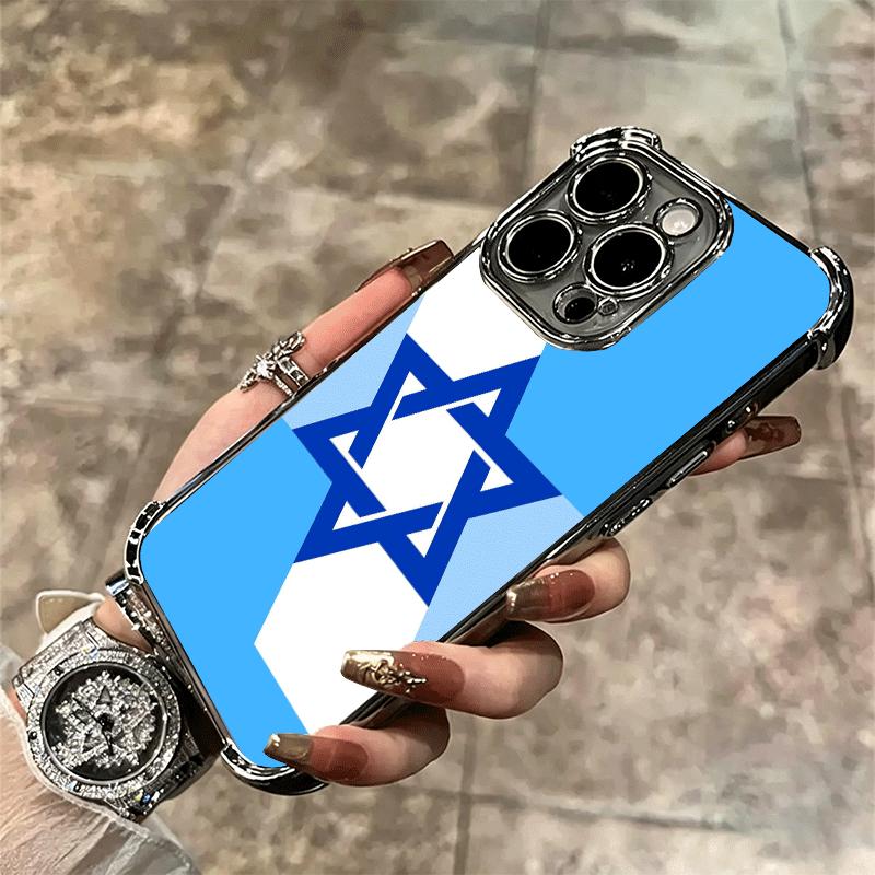 David Jewish Star Symbol Plating Phone Case For Iphone 16 17 Pro Max Air 16E 14 15 Plus 12 13 Mini Anti-Fall Airabag Cover