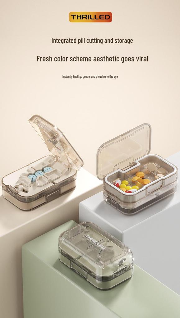 Multi-function Portable Pill Cutter and Splitter with Dual-division Pill Box