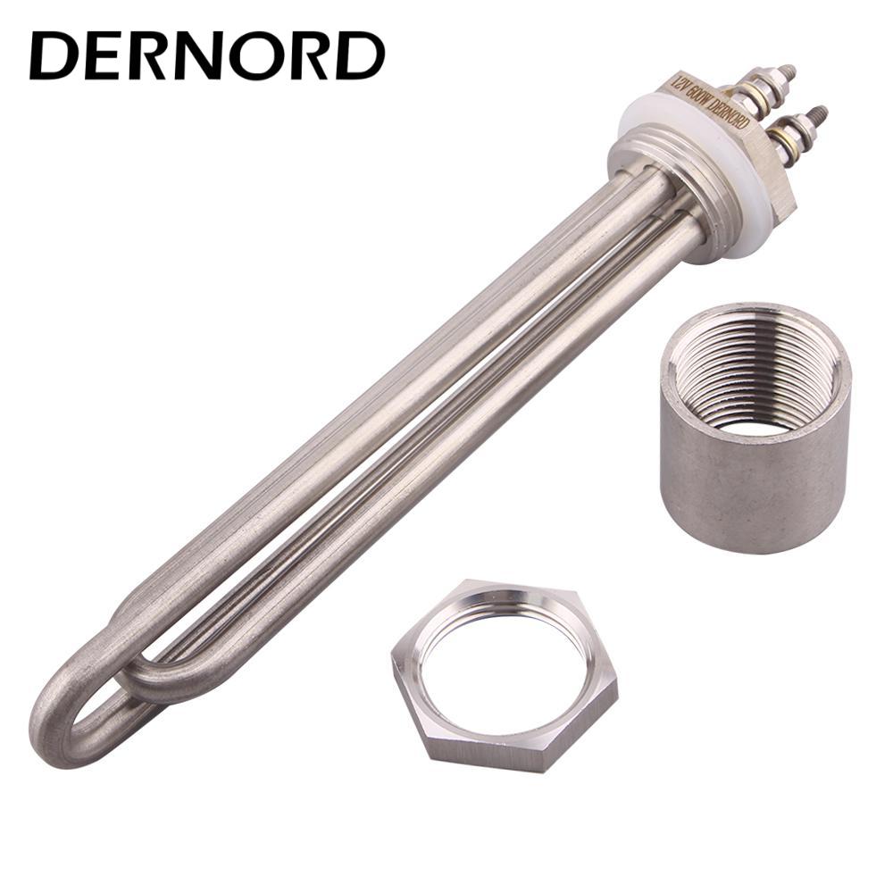 DERNORD DC Water Heater 48V 3000W/1200W/1500W DN25 Immersion Heating Element 1"BSP Tubular Electric Heater SUS304