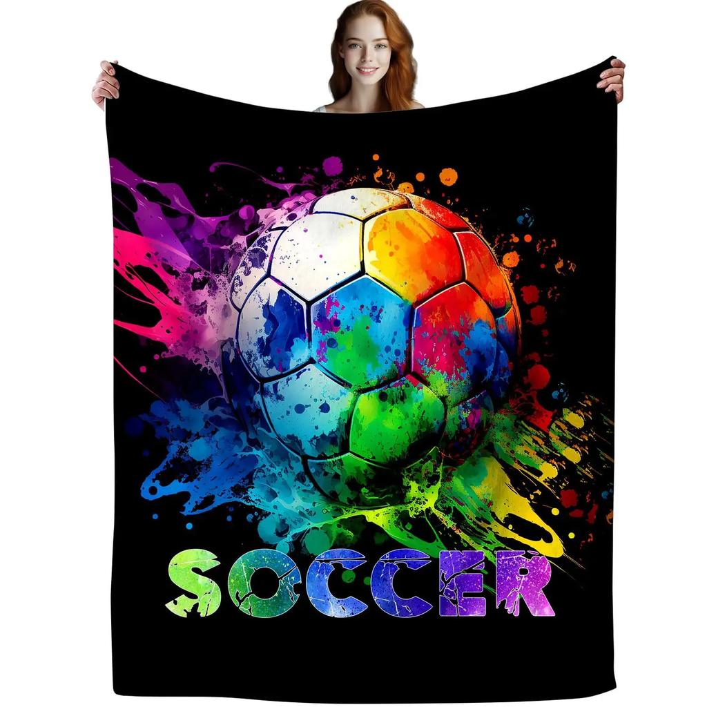 Football Sports Series Digital-printed Polyester Bedroom Velvet Flannel Cover Blanket Fleece Soft Sofa Cover Blankets for Beds