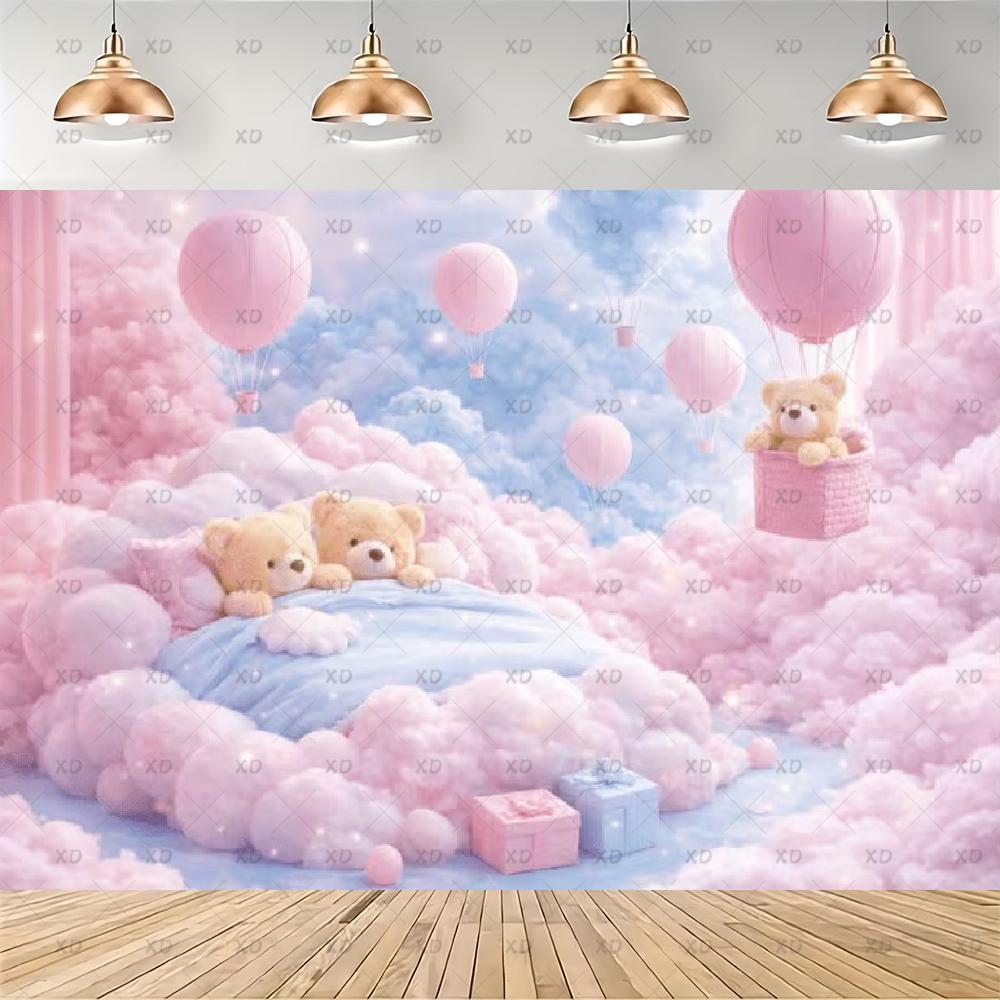 Pink Teddy Bear Photography Backdrop Sweet Dreamy Birthday Party Decoration Background Baby Shower Photo Booth Banner Supplies