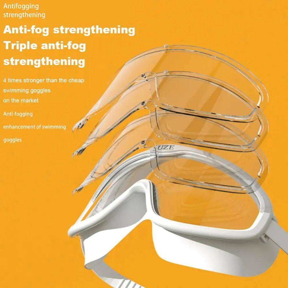 Large Frame Swimming Goggles Anti-fog with Glasses Case Diving Eyewear Silicone Anti-UV Water Racing Glasses Pool