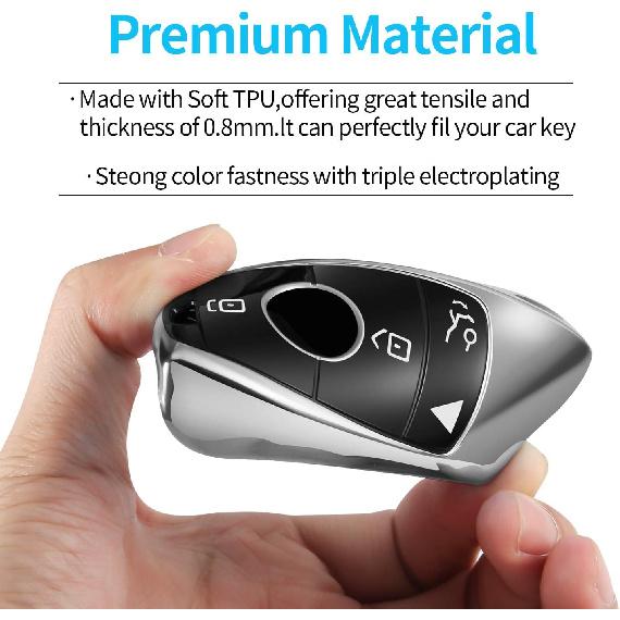 Autophone Compatible With Mercedes Benz Key Fob Cover With Keychain,Soft TPU 360 Degree Protection Key Shell Case For 2017- E-Class 2018- S-Class -