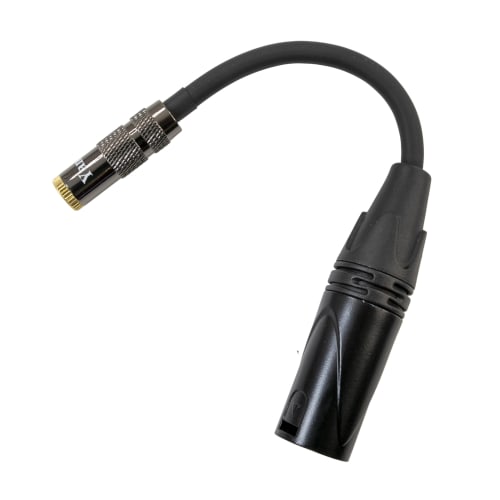 Audio Conversion Cable, XLR (4-pin) to 3.5mm Jack (Unbalanced), 10cm Long, Black