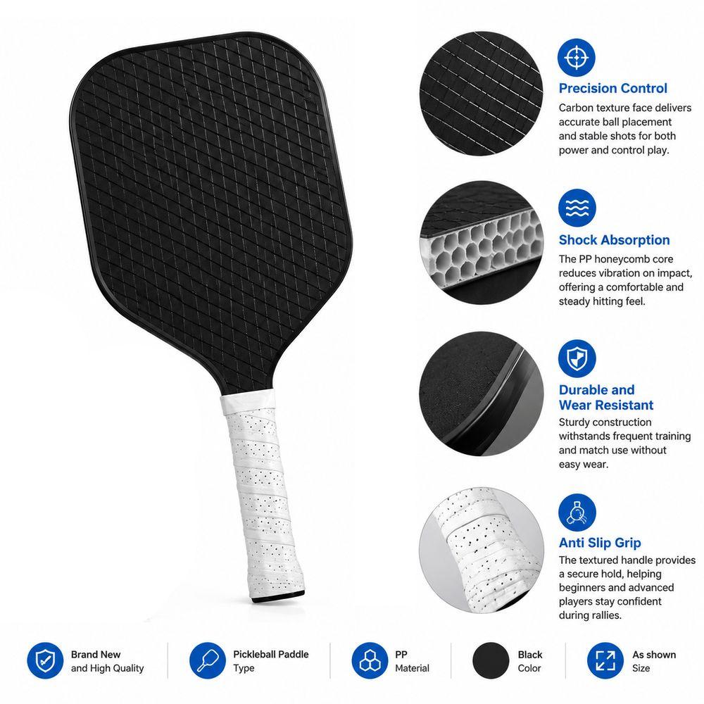 Shock Absorption Pickleball Racquet Carbon Texture Surface Pickleball Racket for Beginners