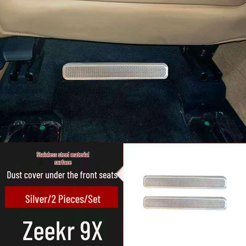 Zeekr 9X Stainless Steel Front Speaker Dust Cover - Non-destructive Paste, Hollow Design, Fits Front and Three Row Seats.