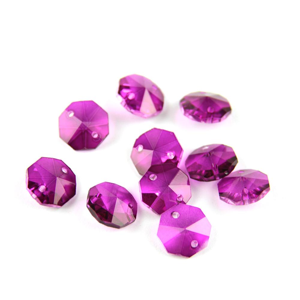 100Pcs 14Mm Crystal Chandelier Parts Glass Octagon Beads In 1 Hole/2 Holes Diy Strand Accessories Sucatchers For Home Decoration