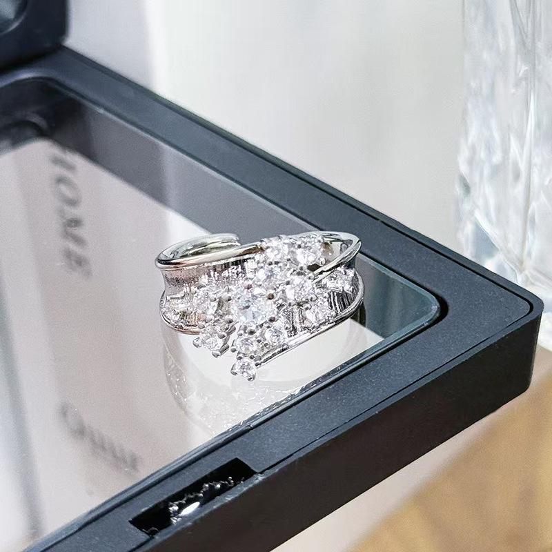 Lace Lace Super Fairy Zircon Cross Ring Light Luxury Niche High Sense Exquisite Stacking Temperament Ring Woman