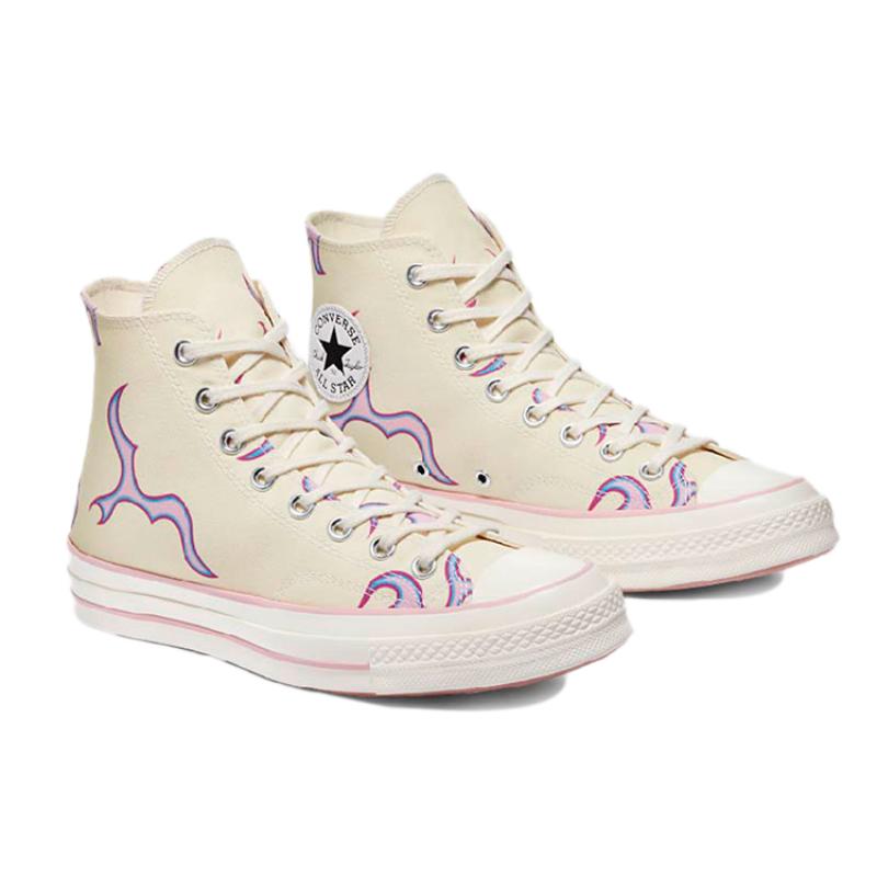 Golf Le Fleur X Converse 1970s Chuck Taylor All Star "Flames" Trendy Versatile High-Top Espadrilles Unisex Flame Purple