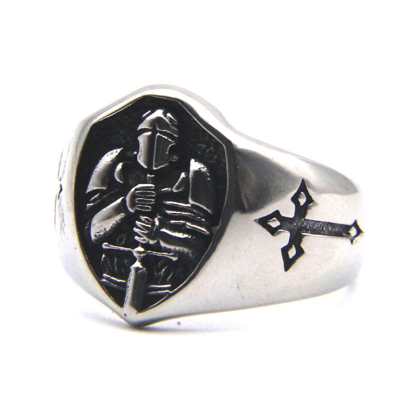 Solid Warrior Cross Ring 316L Stainless Steel Jewelry Punk Biker Style  Ring Size 7-13