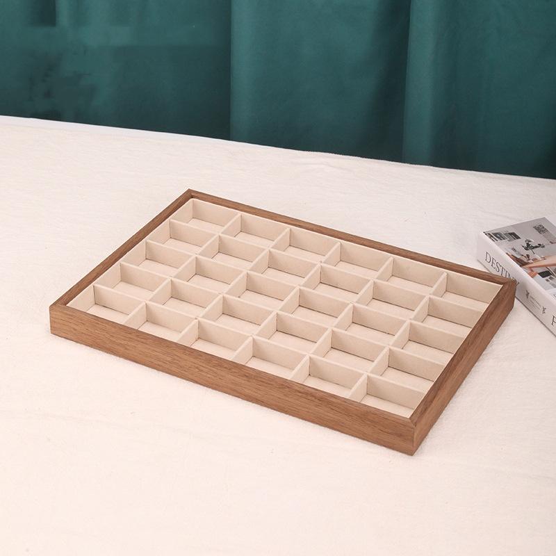 

1 piece of walnut patterned jewelry display board earrings necklace ring bracelet 30 grid display board jewelry storage box home бежевий