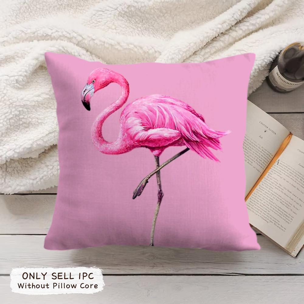 Flamingo Cushion Cover Soft Short Plush Pillow Cover Smooth Cozy Texture Aesthetic Cushion Case Home Decor