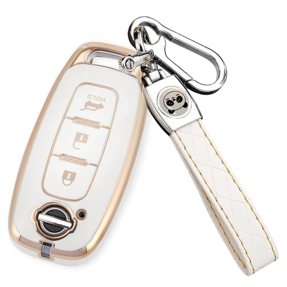 

[ZANEKO] Key case compatible Nissan Sakura key cover Aria new X-Trail smart key case carabiner (white)