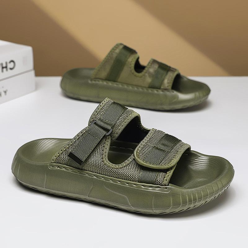 2025 New Product Men Step On Shit Feeling Large Size Summer Non-slip Beach Wear Casual One-word Drag Hundred Tower Cool Slippers