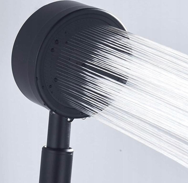 Black ECO shower head, economical, 5 functions, 1/2" thread