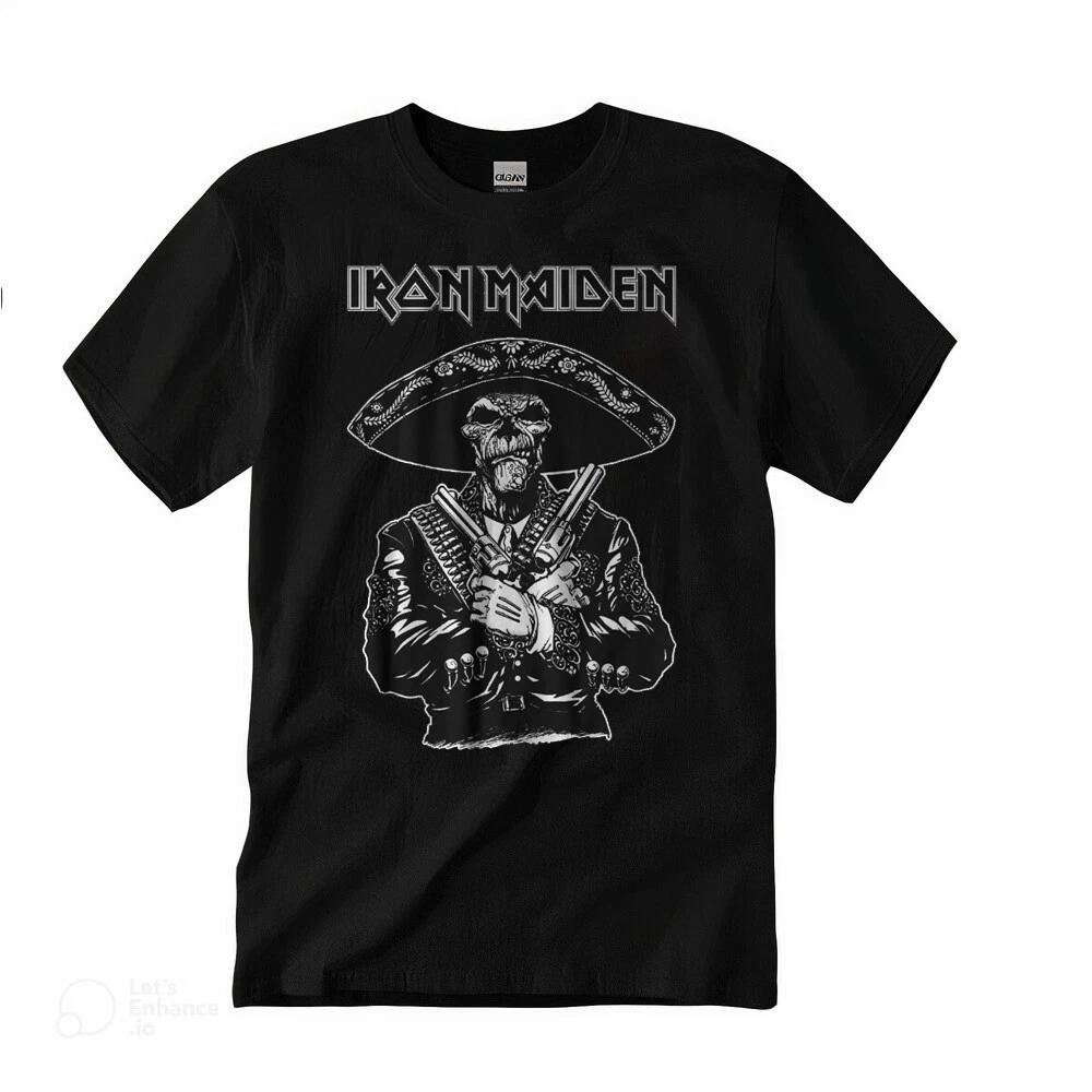 Iron Maiden Mexican Pistolero T shirt, Unisex Crewneck, Black Men Tee, Fan Gift M