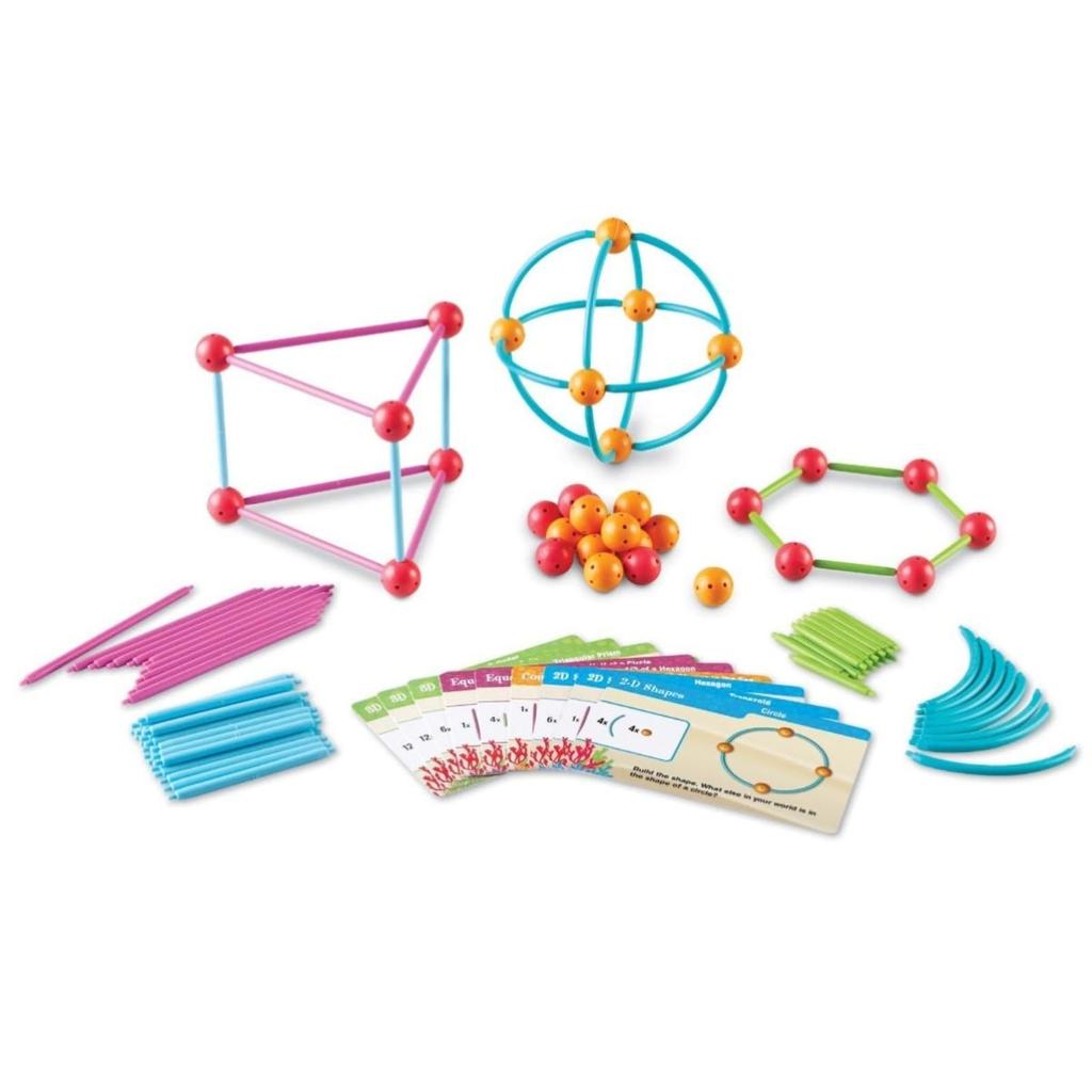Learning Resources Math Educational Material: Insert and Connect to Create 3D & 2D Shapes (129 pieces) - Ages 6 and Up - LER1773 (Authentic Product)