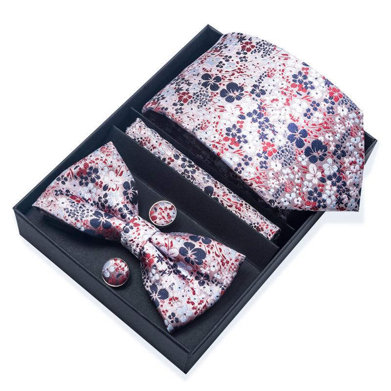 Set de 6 piezas, Corbata de Vestir de Negocios 8 cm Corbata para Hombre Set de Pajarita Caja de Regalo.