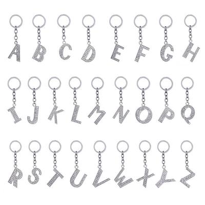 Trendy 26-Letter Alloy Diamond Keychain Pendant