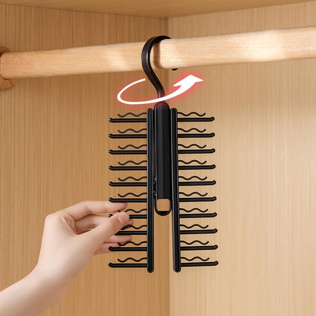 Multiple Use Tie Hanger With 20 Clips Professional Tie Storage Hanger Organizers with 20 Positions for Easy Selection