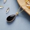 Hot Selling Simple Natural Stone Crystal Water Drop Pendant Copper Plated Real Gold Necklace Daily Jewelry