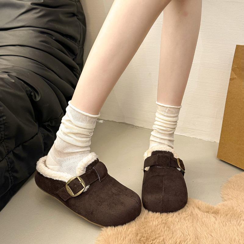 Thick-bottomed velvet bag head drag half slippers women s new autumn and winter versatile lazy Boken slippers tide 40 кофейный 3580₽