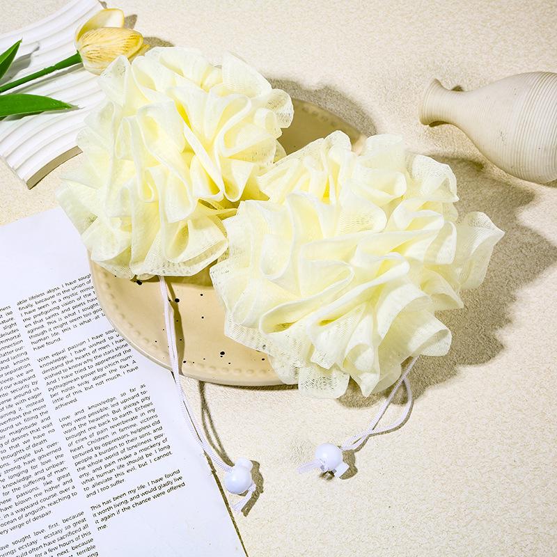Double-Sided Bath Flower: Soft Foaming Net & Soap Holder Scrubber