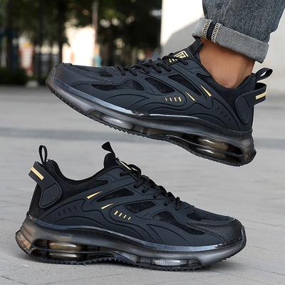 2025 Four Seasons New Men's Shoes Casual Black Large Size Sneakers Soft-soled Air Cushion Running Trend Sneakers