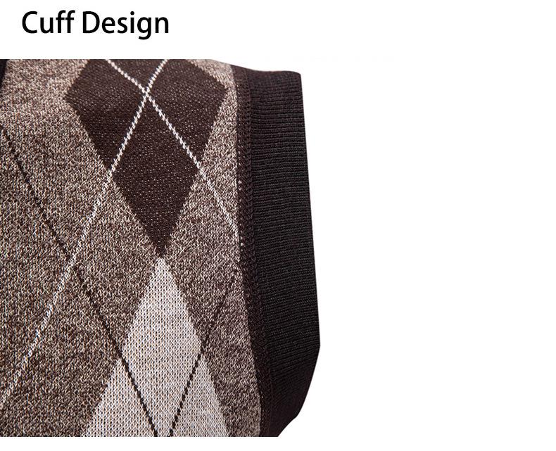 Men's Plaid Knit Cardigan with Velvet Stripes - Loose Casual Poncho Vest for Autumn and Winter
