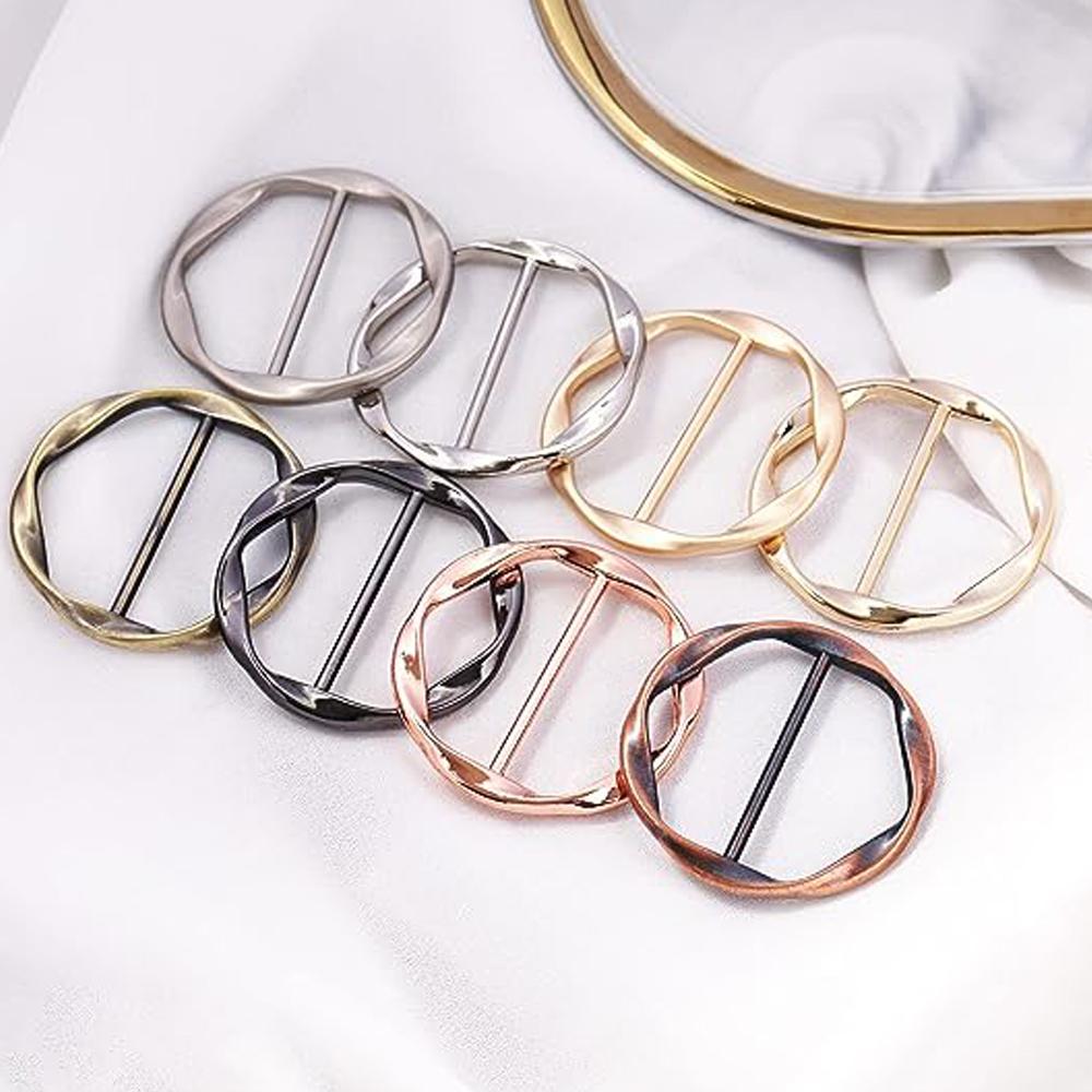 2PCS Scarf Clips and Ring T Shirt Clip for Women Fashion Metal Circle Buckle Clothing Ring Wrap Holders Clothes Hat Belt Decor