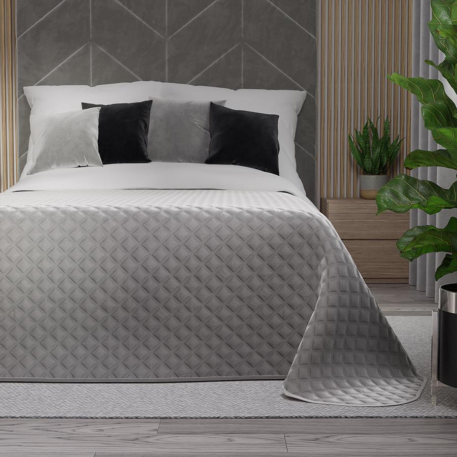 VELVI Decorative bedspread - classic gray, quilted elegance - 220x240cm