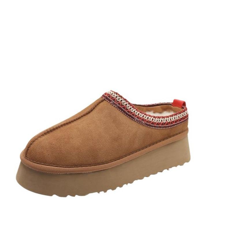 Lazy One-pedal Snow Boots Women's Winter New Fur Integrated Bag Head Slippers Muffin Thick-soled Fluffy Cotton Shoes