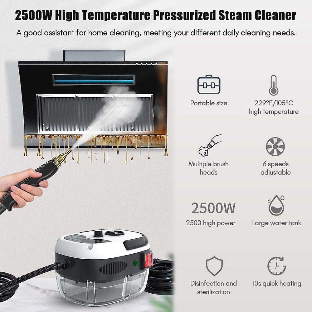 2500W Portable Handheld Steam Cleaner High Temperature Pressurized Steam Cleaning Machine with Brush