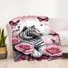Tiger And Roses Blanket Suitable for Offices, Travel, Living Rooms Also a Good Gift for Friends and Family Suitable for All Seasons.