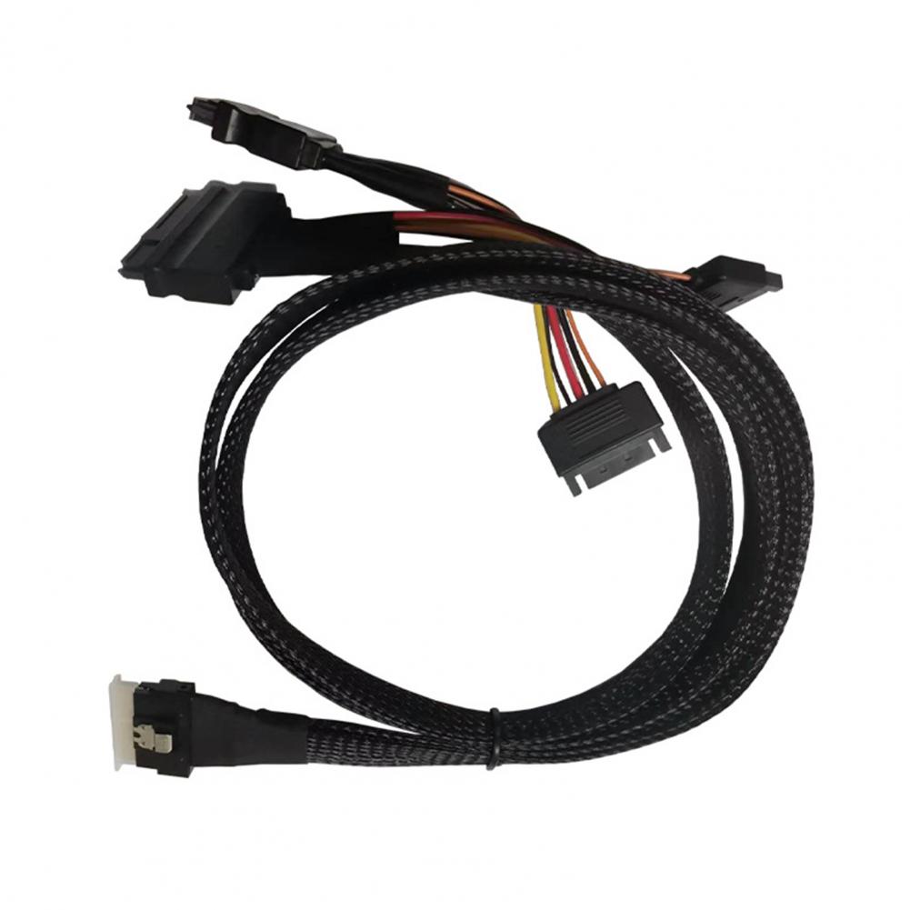 

80CM Slim SAS SFF-8654 8i to 2xSFF-8639 NVMe U.2 SSD Adapter Cable High Speed Transfer SFF-8654 74Pin to SFF-8639 68Pin Hard Dis чёрный