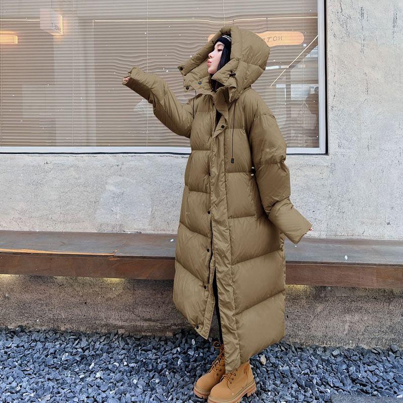 Oversize Cotton Jacket for Women, Long Overknee Length Bread Coat with Thickening